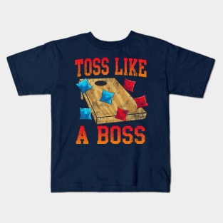 Cornhole Toss Like A Boss Bean Bag Game Kids T-Shirt